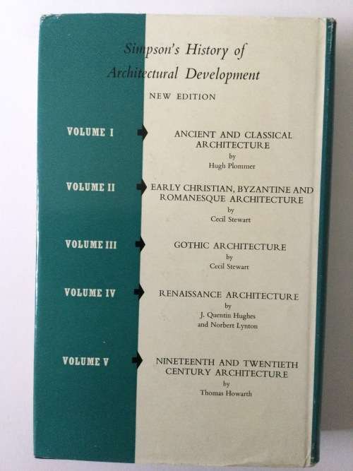 Simpson`s History of Architectural Development, Vol 1, Ancient and Classical Architecture, H Plommer