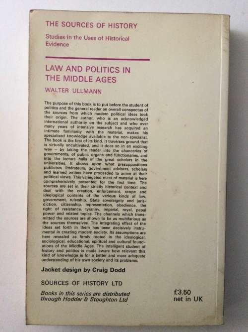 Law And Politics In The Middle Ages, Walter Ullmann, 1975