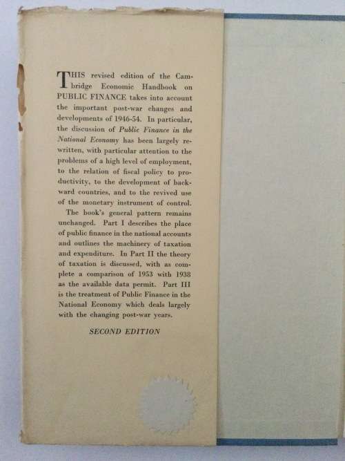 Public Finance, Ursula K Hicks, 1956