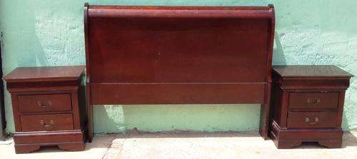Sleigh Headboard with 2 Pedestals