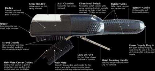 Cordless Split End and Damaged Hair Trimmer  - Blue