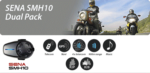 SENA SMH10 Dual Motorcycle Bluetooth Headset and Intercom