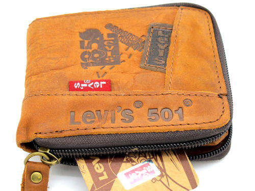 *** Genuine Leather *** Levis ( Brown ) *** Zip **Dual Sim Storage*** Wallet *** Incl Box&Packaging