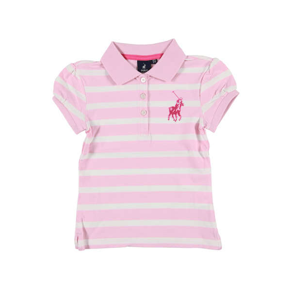 Polo Girls Cotton Golfer,Pink & White Stripe