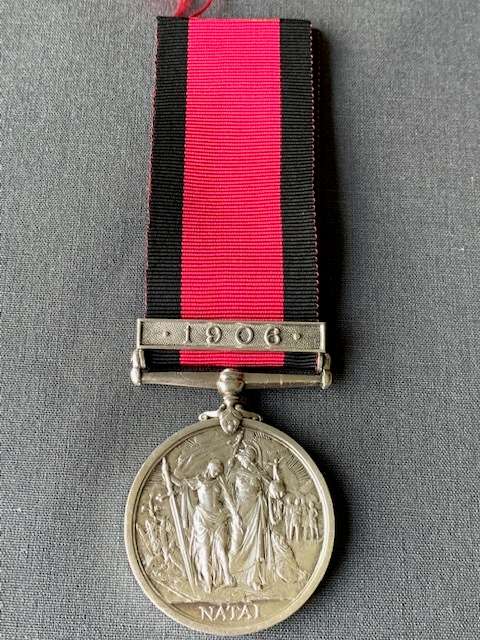1906 Natal Rebellion Medal to Trooper AJLS GELDART, BORDER MTD. RIFLES. **R1 START**