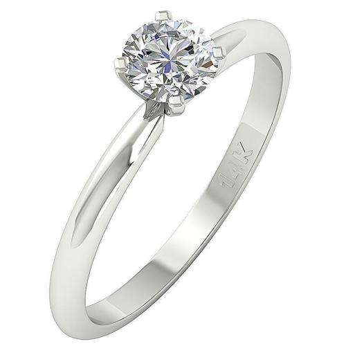 14ct White Gold Solitaire Engagement Ring : 0.60ct Natural Diamonds SI1 / Colour H