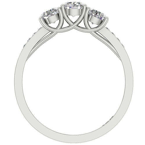 14ct White Gold 3 Stone Engagement Diamond Ring : 1.15ct Natural Diamonds SI1 / Colour G