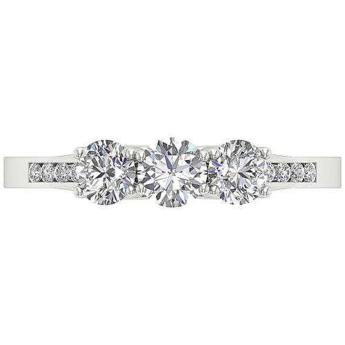 14ct White Gold 3 Stone Engagement Diamond Ring : 1.15ct Natural Diamonds SI1 / Colour G