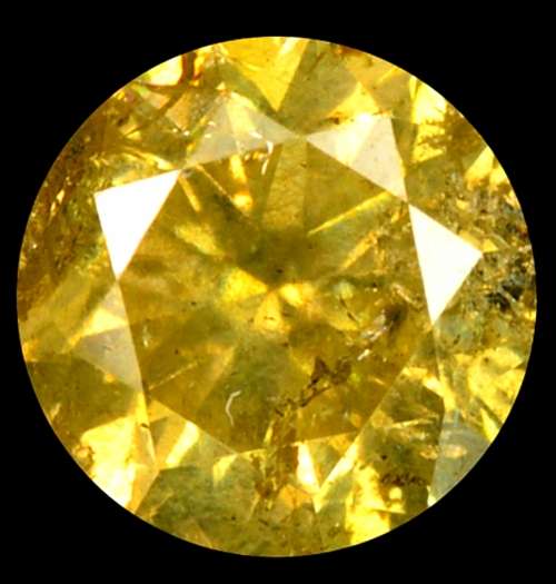 Beautiful Canary ! 100% Natural Fancy Vivid Yellow Round Cut Diamond I2 : 0.36ct ! R24780