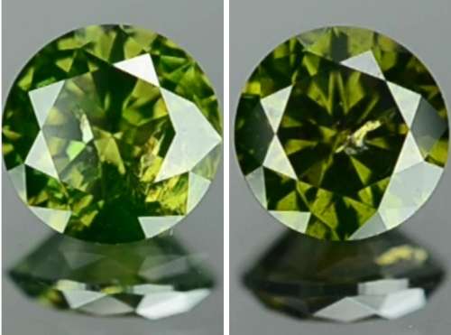 Matching Pair of 1.03tcw Fancy Vivid Green Brilliant Round Cut Natural Diamonds! R72 500