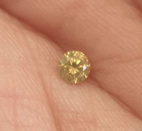 100% Natural Fancy Vivid Yellow SI1 Round Cut Diamond  : 0.23ct