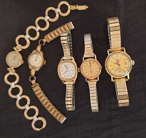 Beautiful Collection of 5 1940's-1970's Ladies Wrist Watches TISSOT / OMEGA / ROTARY