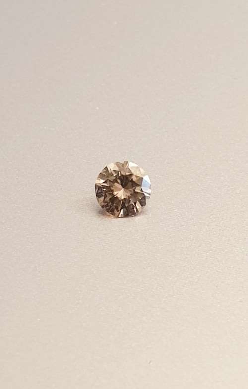 Magnificent 0.16ct Natural Fancy Intense Champagne Loose Diamond VVS2 Brilliant Round Cut