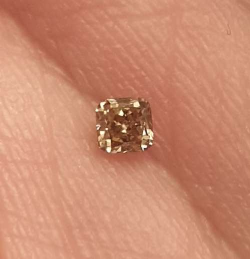 Magnificent 0.16ct Natural Fancy Vivid Champagne Loose Diamond VS1 Cushion Cut