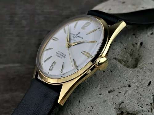 Superb Vintage 1960's Ulysse Nardin 18k Gold Plated Men's Automatic Wristwatch - Mint Condition