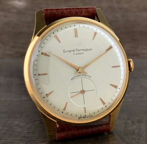 Stunning Vintage 1960's Oversized Girard Perregaux Hand-Winding Wristwatch 18K GP -  Mint Condition