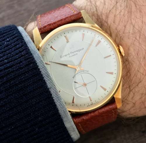 Stunning Vintage 1960's Oversized Girard Perregaux Hand-Winding Wristwatch 18K GP -  Mint Condition