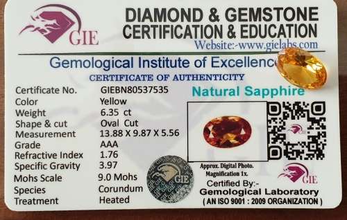 Spectacular 6.35ct Certified Natural Oval Cut VVS Yellow Sapphire - Stunning Investment Stone !