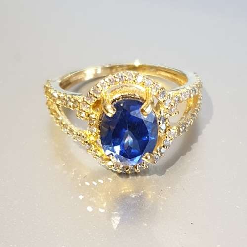 IGI Certified Breathtaking 14K YELLOW Gold Ring 1.60ct Natural Diamonds & Untreated VS Tanzanite