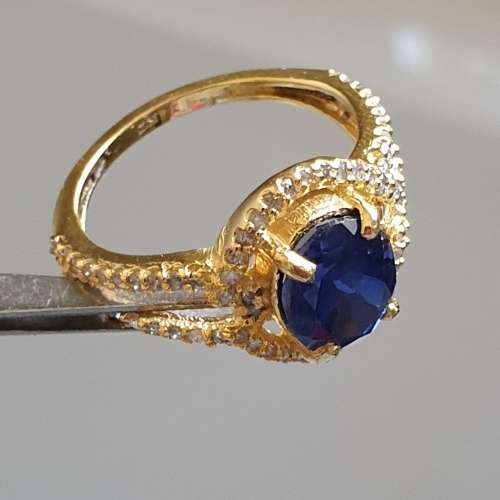 IGI Certified Breathtaking 14K YELLOW Gold Ring 1.60ct Natural Diamonds & Untreated VS Tanzanite