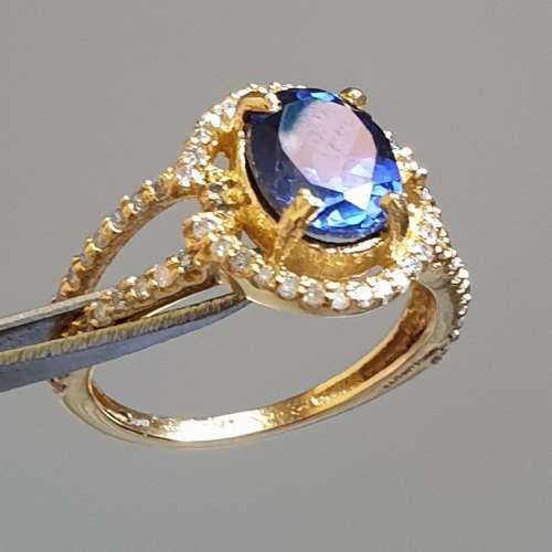 IGI Certified Breathtaking 14K YELLOW Gold Ring 1.60ct Natural Diamonds & Untreated VS Tanzanite