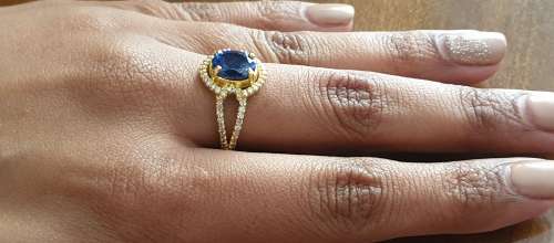IGI Certified Breathtaking 14K YELLOW Gold Ring 1.60ct Natural Diamonds & Untreated VS Tanzanite