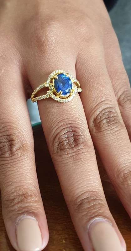 IGI Certified Breathtaking 14K YELLOW Gold Ring 1.60ct Natural Diamonds & Untreated VS Tanzanite