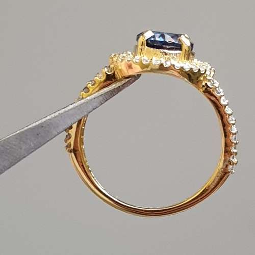 IGI Certified Breathtaking 14K YELLOW Gold Ring 1.60ct Natural Diamonds & Untreated VS Tanzanite