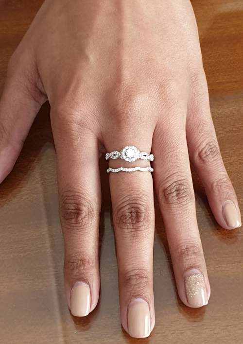 Breathtaking 14K White Gold Bridal Engagement & Wedding Band Ring Set 0.75ct Natural Diamonds ! VS !