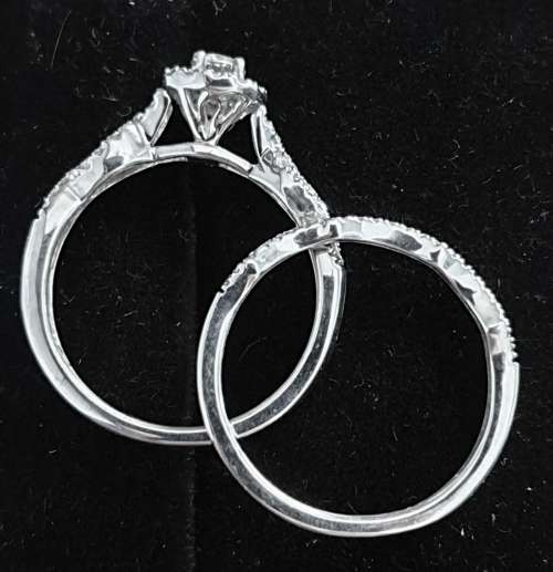 Breathtaking 14K White Gold Bridal Engagement & Wedding Band Ring Set 0.75ct Natural Diamonds ! VS !