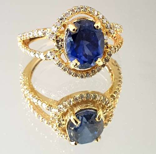 IGI Certified Breathtaking 14K YELLOW Gold Ring 1.60ct Natural Diamonds & Untreated VS Tanzanite