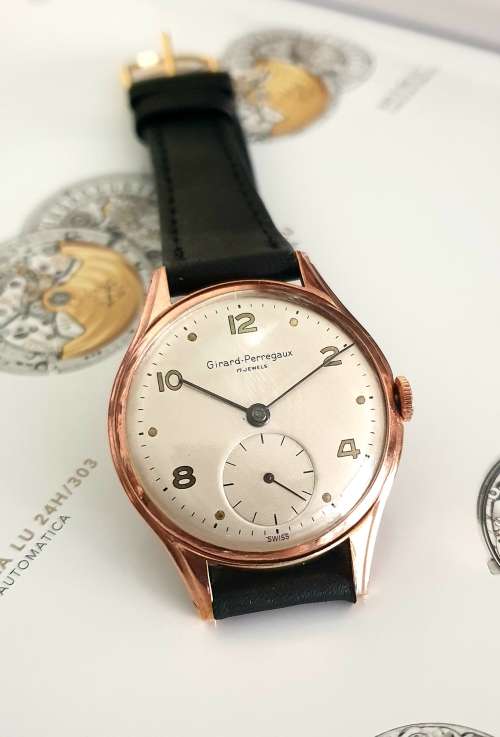 Vintage Swiss 1950's Girard Perregaux 36mm Mens Wristwatch | Serviced |Rose Gold Plated