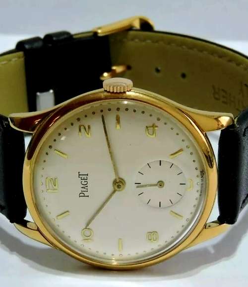 Superb Vintage Oversized 1945 Piaget Winding Wristwatch 38mm -  Mint Condition / 18K Gold Plated