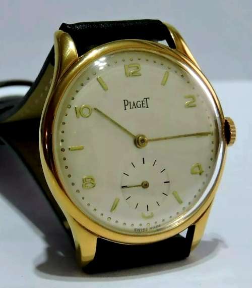 Superb Vintage Oversized 1945 Piaget Winding Wristwatch 38mm -  Mint Condition / 18K Gold Plated