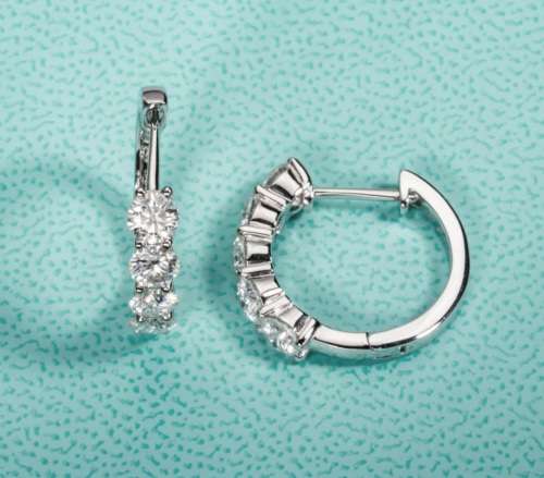 3.00ct Brilliant Round Cut Moissanite 2cm Hoop Earrings Double 18K White Gold over Sterling Silver
