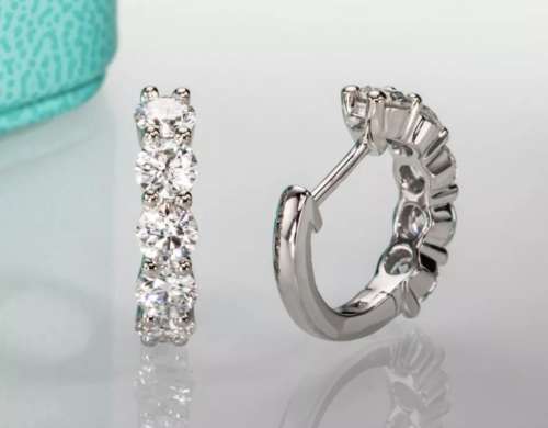 3.00ct Brilliant Round Cut Moissanite 2cm Hoop Earrings Double 18K White Gold over Sterling Silver