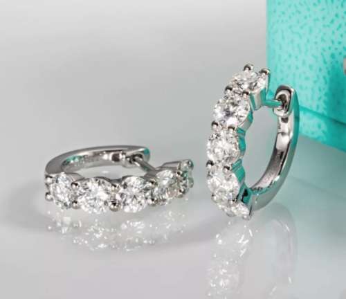 3.00ct Brilliant Round Cut Moissanite 2cm Hoop Earrings Double 18K White Gold over Sterling Silver