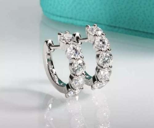 3.00ct Brilliant Round Cut Moissanite 2cm Hoop Earrings Double 18K White Gold over Sterling Silver