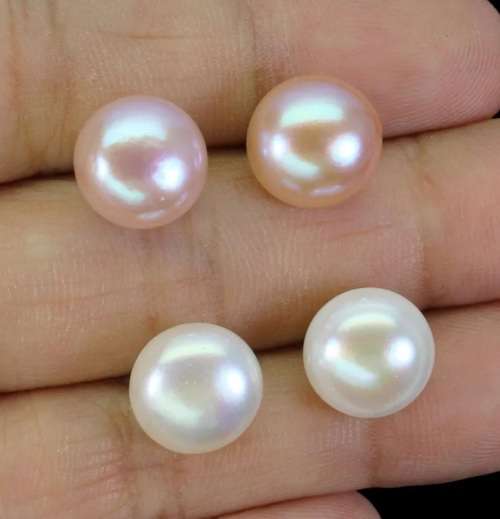 *2 sets* 25cts Natural Pink & White Pearl Earrings | 18K White Gold over Solid Sterling Silver