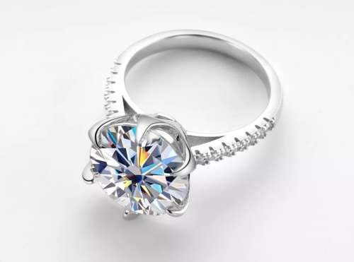 Certified 5.50ct Brilliant Round Moissanite VVS1/D Engagement Ring Double 18K White Gold over .925