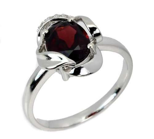 2.55ct Natural Mined Garnet Gemstone Cocktail Ring | 18K White Gold over Solid .925 | Size P / 8