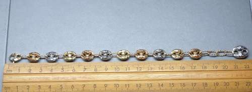 Real 14k Solid White Yellow & Rose Gold "Gucci Style" Link Bracelet | Pristine Condition | 13.30g