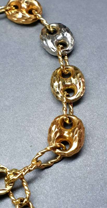 Real 14k Solid White Yellow & Rose Gold "Gucci Style" Link Bracelet | Pristine Condition | 13.30g