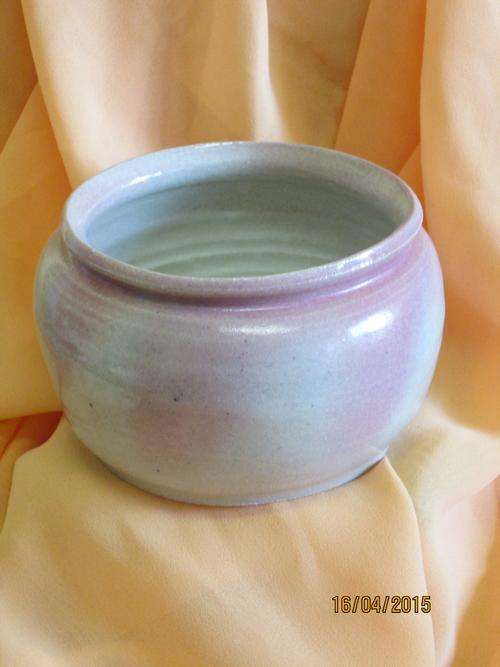 Pink and off white round vase