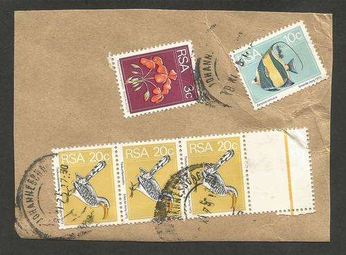 Stamps on piece.