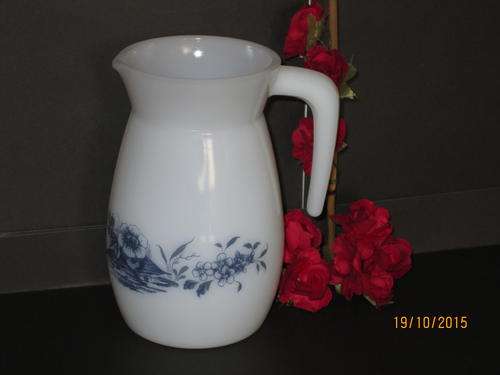 French Arcopal Milk Glass, Kalinka Pattern. Milk Jug