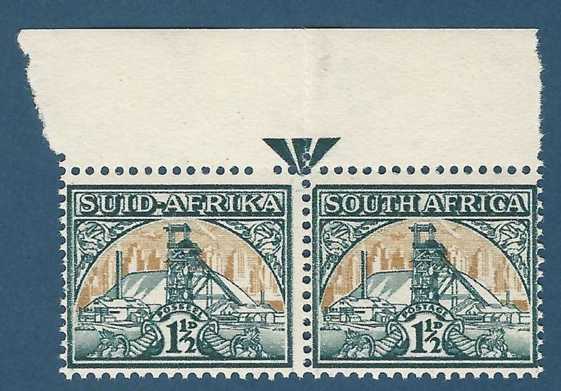 Union of SA SACC86. Reduced Mine dump. Arrow pair showing narrow stamp.