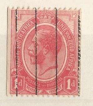 Union of SA. SACC18 Coil Stamp.  WMK on either side of the stamp. Not Centred
