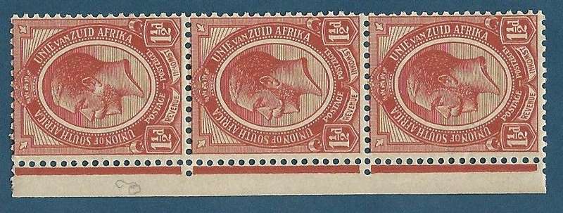 Union of SA. SACC4 Kings head. Some print missing on top stamp