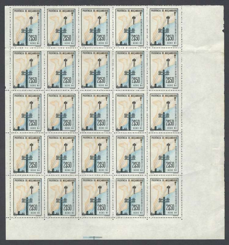 Mozambique 1965 Tax for Telecommunications. UMM Split sheet